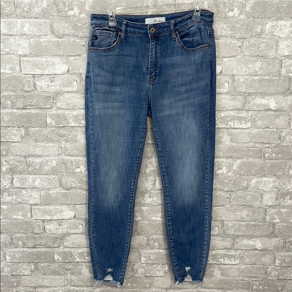 KanCan Blue Skinny Jeans with Distressed Hem - Picture 1 of 7